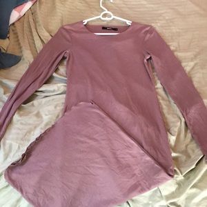 Mauve pink, long sleeve, maxi dress